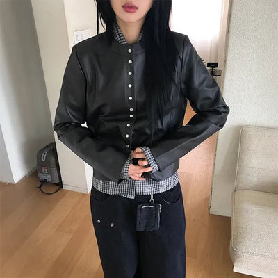 Lucy Button Leather Jacket