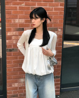 Summer V-neck See-through Cardigan