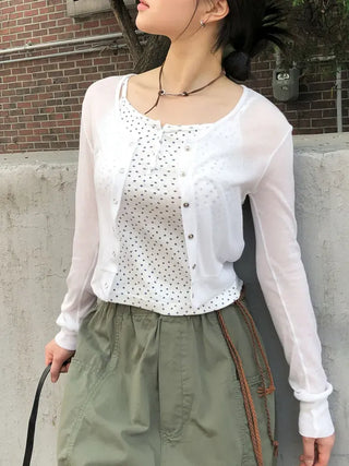 Flower Punched Button Sleeveless Top