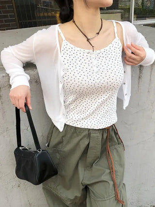 Flower Punched Button Sleeveless Top