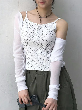 Flower Punched Button Sleeveless Top