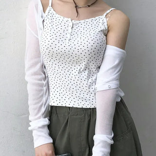 Flower Punched Button Sleeveless Top