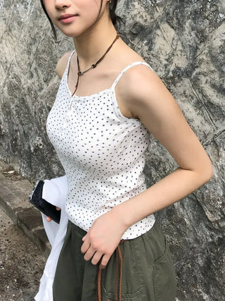 Flower Punched Button Sleeveless Top