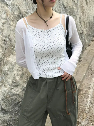 Flower Punched Button Sleeveless Top
