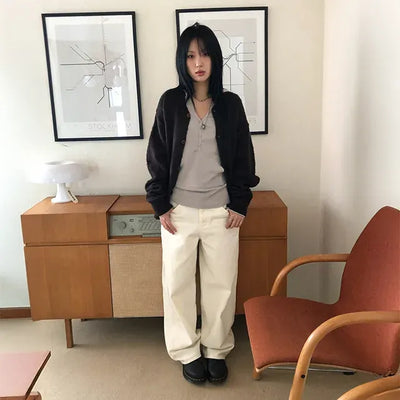 Backslit Cotton Wide Pants