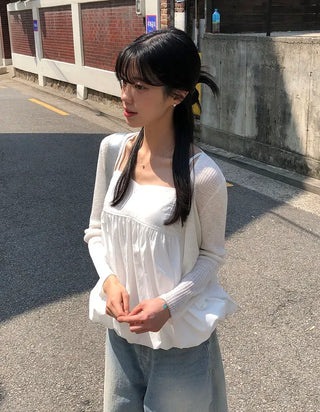 Pumpkin Shirred Strap Sleeveless Blouse