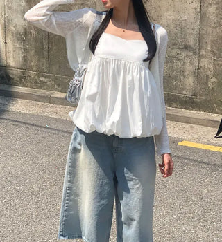 Pumpkin Shirred Strap Sleeveless Blouse