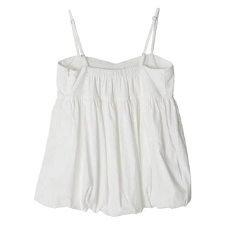 Pumpkin Shirred Strap Sleeveless Blouse
