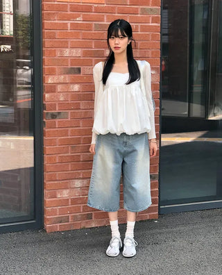 Pumpkin Shirred Strap Sleeveless Blouse