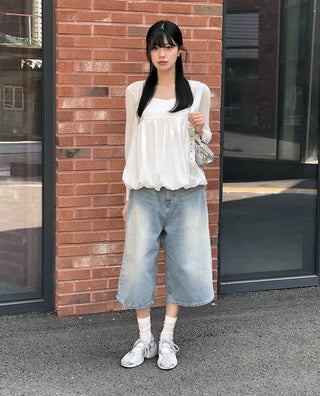 Pumpkin Shirred Strap Sleeveless Blouse