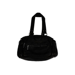 Multi-pocket leather shoulder bag