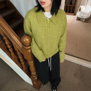 Glo Collar Knit Zip-up