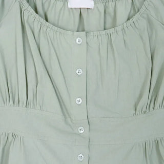 Off-shoulder Shirred Puff Sleeveless Blouse
