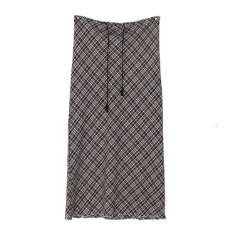 Check String H-Line Maxi Long Skirt