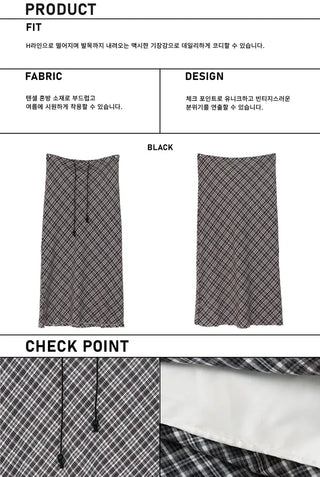 Check String H-Line Maxi Long Skirt