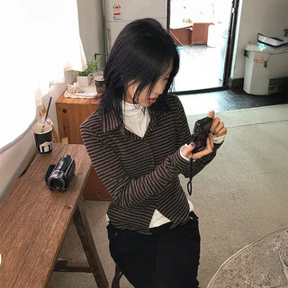 Cookie Stripe Collared Cardigan