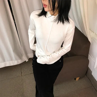 Single-pleat turtleneck long sleeves