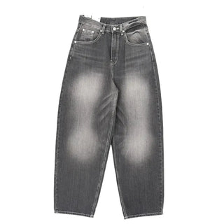 Flap Pocket Washed Denim Balloon Wide Pants