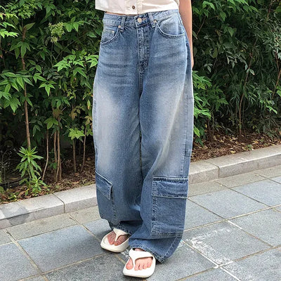 Side Pocket Tencel Cotton Wide Cargo Pants