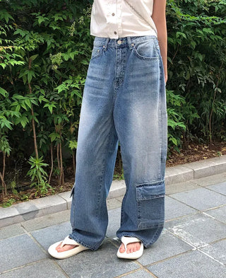 Side Pocket Tencel Cotton Wide Cargo Pants