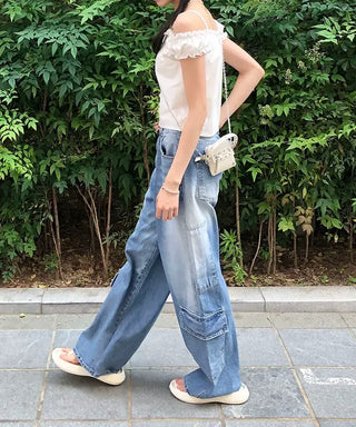 Side Pocket Tencel Cotton Wide Cargo Pants