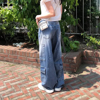 Side Pocket Tencel Cotton Wide Cargo Pants