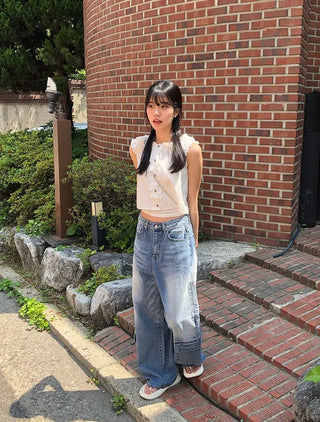 Side Pocket Tencel Cotton Wide Cargo Pants