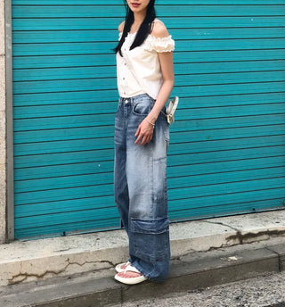 Side Pocket Tencel Cotton Wide Cargo Pants