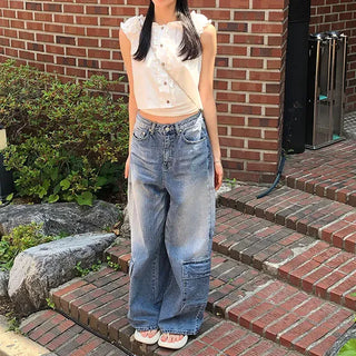 Side Pocket Tencel Cotton Wide Cargo Pants