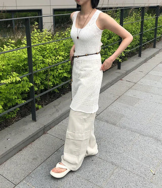 Side Pocket Tencel Cotton Wide Cargo Pants