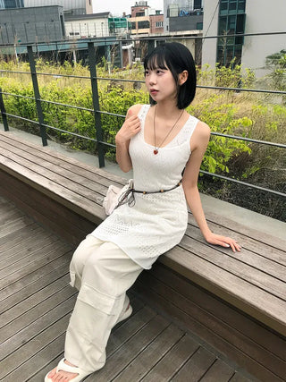 Side Pocket Tencel Cotton Wide Cargo Pants