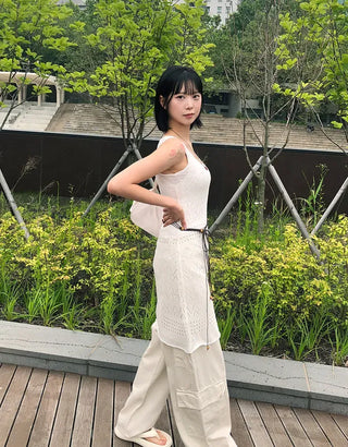 Side Pocket Tencel Cotton Wide Cargo Pants