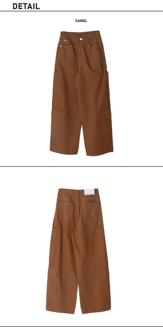 Side Pocket Tencel Cotton Wide Cargo Pants