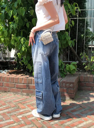 Side Pocket Tencel Cotton Wide Cargo Pants