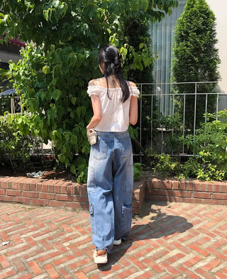 Puff Shirred Crop Sleeveless Blouse
