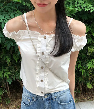 Puff Shirred Crop Sleeveless Blouse