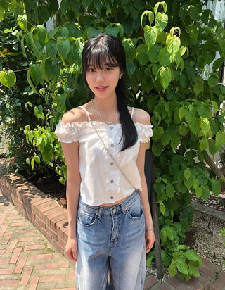 Puff Shirred Crop Sleeveless Blouse
