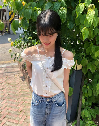 Puff Shirred Crop Sleeveless Blouse