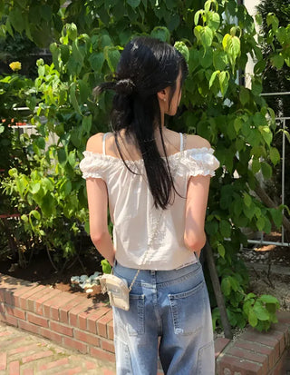Puff Shirred Crop Sleeveless Blouse