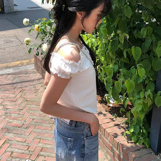 Puff Shirred Crop Sleeveless Blouse