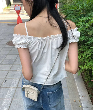 Puff Shirred Crop Sleeveless Blouse