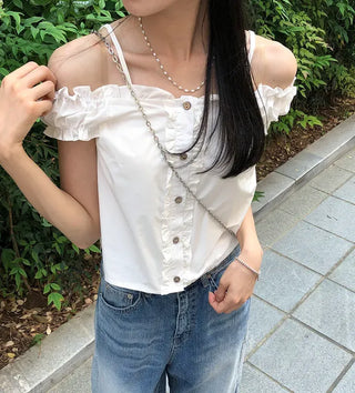 Puff Shirred Crop Sleeveless Blouse