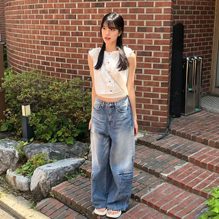 Puff Shirred Crop Sleeveless Blouse