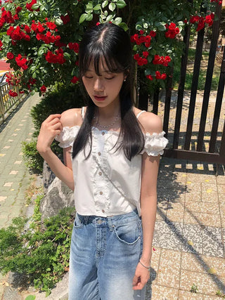 Puff Shirred Crop Sleeveless Blouse