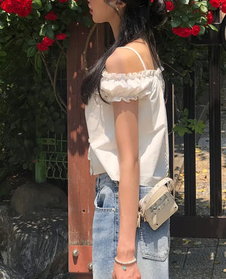 Puff Shirred Crop Sleeveless Blouse