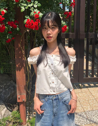 Puff Shirred Crop Sleeveless Blouse