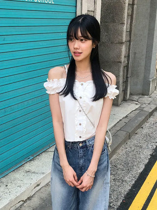 Puff Shirred Crop Sleeveless Blouse