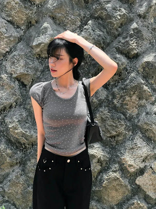 Star Cap Slim Cap Sleeve Short Sleeve T-shirt