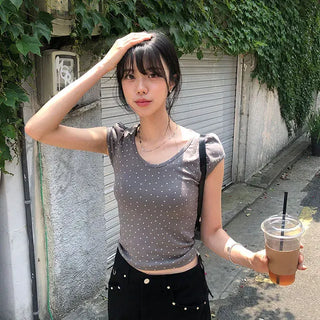 Star Cap Slim Cap Sleeve Short Sleeve T-shirt