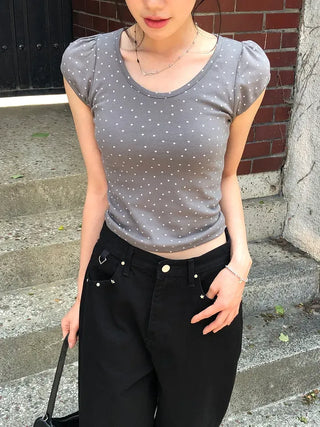 Star Cap Slim Cap Sleeve Short Sleeve T-shirt
